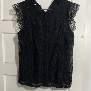 Black High Neck Lace Blouse